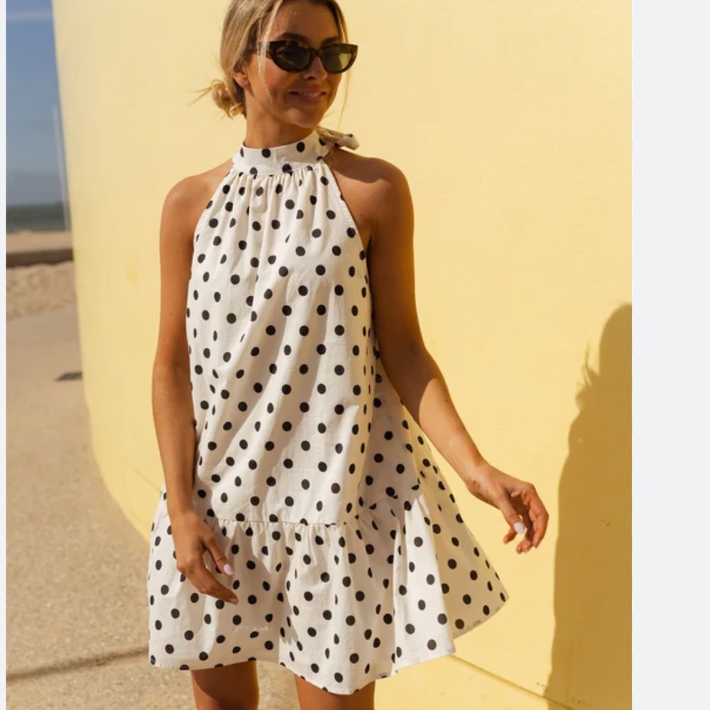 Easy Clothes Polka Dot Halter Dress